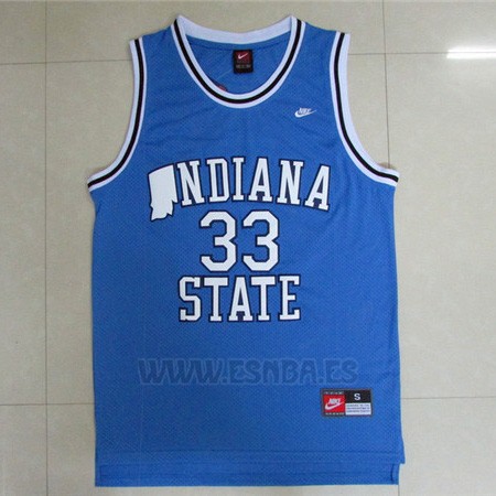 Camiseta NCAA Indiana State Sycamores Larry Bird #33 Azul